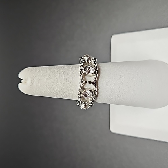 Y2K Sterling Silver Ring Size 7 Marked 925 with Rhinestones - Picture 3 of 6